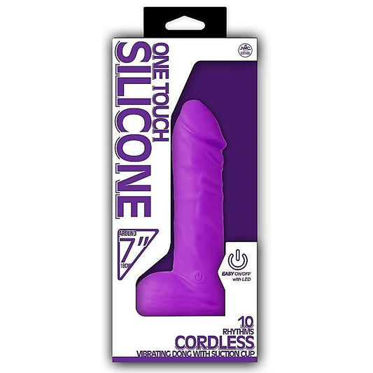 One Touch Silicone 7" Vibrator Purple - Realistic Dildos