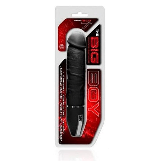 The Big Boy 7" Black Silicone Vibrator with 10 Rhythms - Realistic Dildos