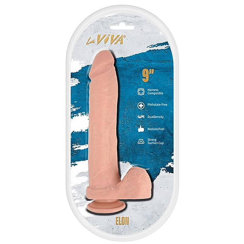 La Viva Elon 9 Inches Harness Compatible Dildo Flesh - Realistic Dildos