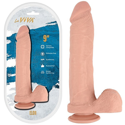 La Viva Elon 9 Inches Harness Compatible Dildo Flesh - Realistic Dildos