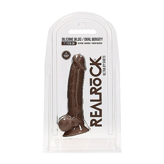Realrock Ultra Silicone Dildo With Balls Brown - Realistic Dildos