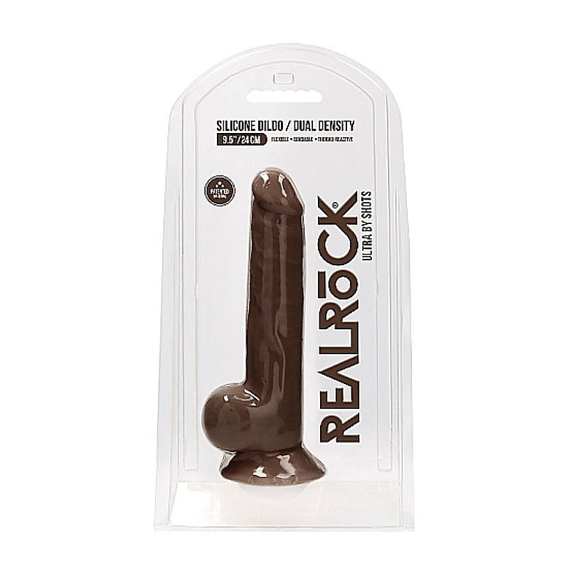 Realrock Ultra Silicone Dildo With Balls Brown - Realistic Dildos