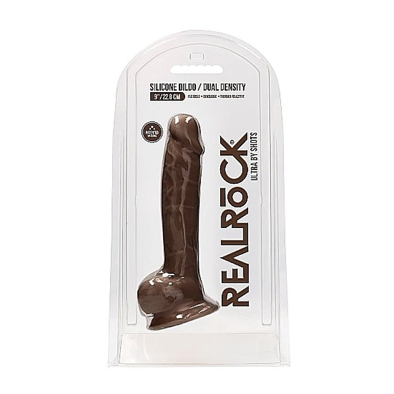Realrock Ultra Silicone Dildo With Balls Brown - Realistic Dildos