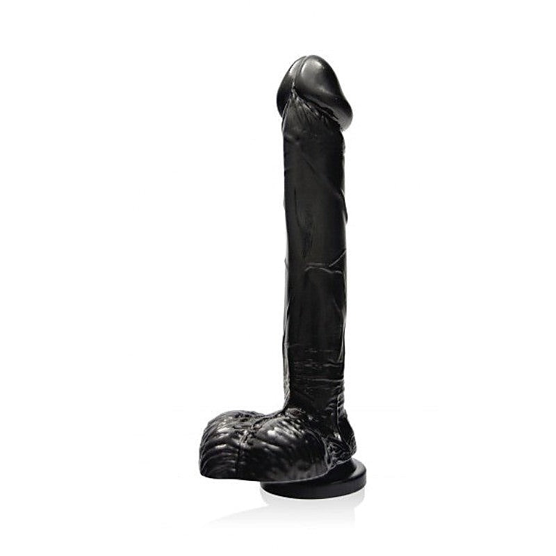 Cock w/ Balls and Suction Black 9in - Realistic Dildos