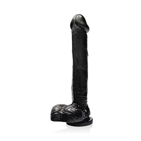 Cock w/ Balls and Suction Black 9in - Realistic Dildos