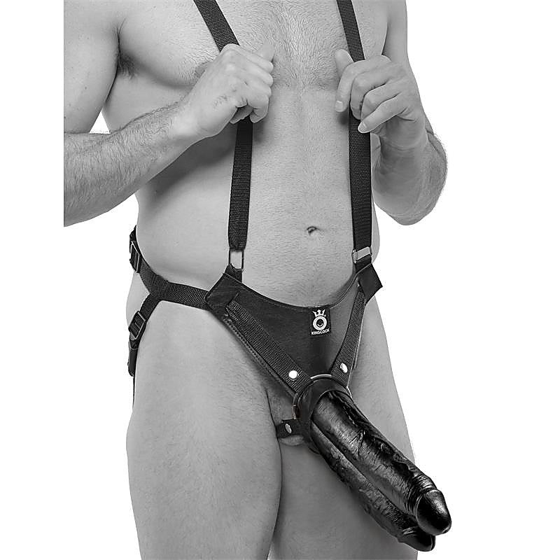 King Cock 11 Inch Two Cocks One Hole Hollow Strap-On System - Realistic Dildos