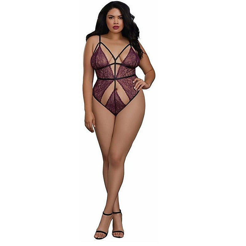 Plus Size Stretch Lace Teddy By Dream Girl Lingerie - Babydolls and Chemises