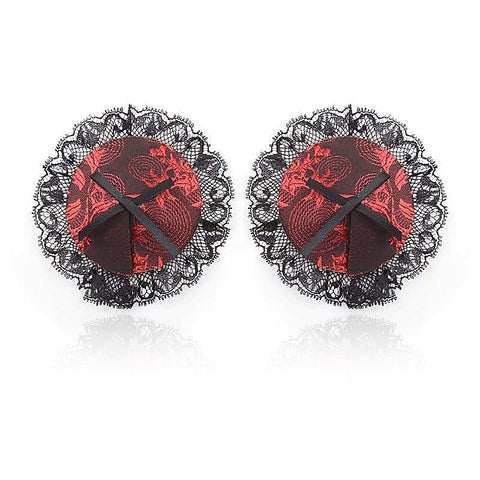 Black and Red Lace Overlay Nipple Pasties by Ella Bidoe - Fancy Dress Ups