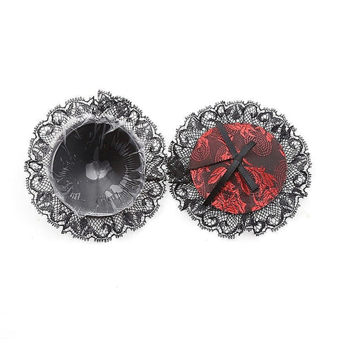 Black and Red Lace Overlay Nipple Pasties by Ella Bidoe - Fancy Dress Ups