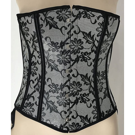 Black and Silver Floral Corset