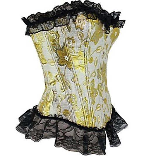 Gold and Black Floral Corset & G-String