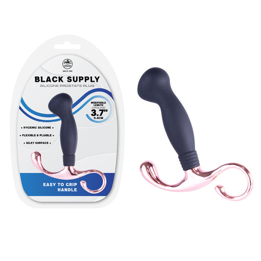 Nanma Black Supply 9.4 cm Tapered Tip Silicone Prostate Plug - Prostate Toys