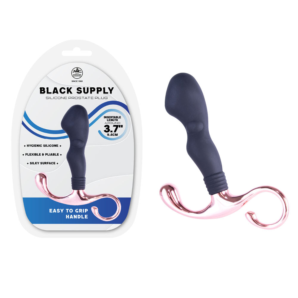 Nanma Black Supply 9.4 cm Bulbed Tip Silicone Prostate Plug - Prostate Toys