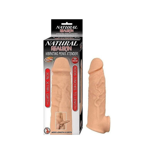 NATURAL REALSKIN Vibrating Penis Enlarger - Boost Length and Girth