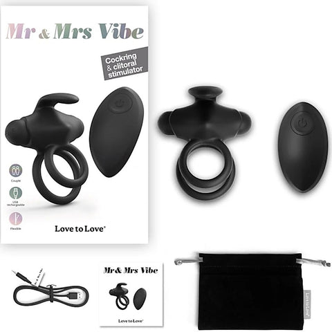 Dual-Cock Ring Remote Vibrator with Clit Stimulation - Vibrating Cock Rings