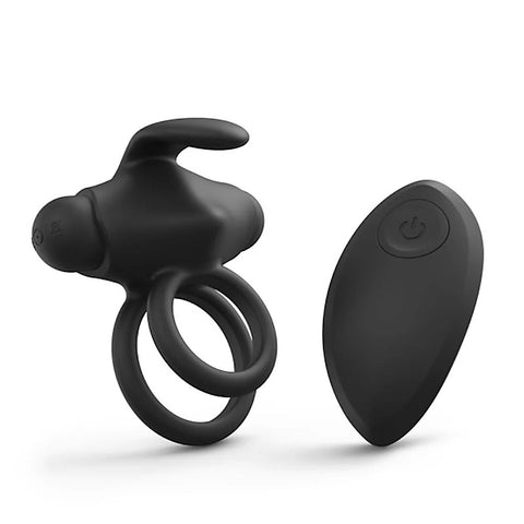 Dual-Cock Ring Remote Vibrator with Clit Stimulation - Vibrating Cock Rings