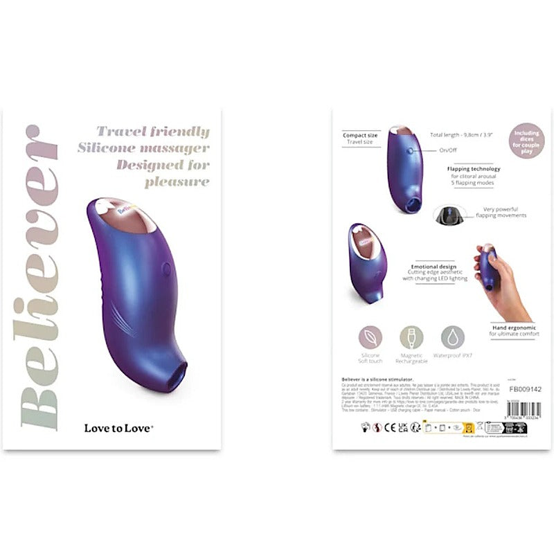 Love To Love Believer - Rechargeable Ergonomic Flapping Pleasure Device - Clit Ticklers and Pulsators