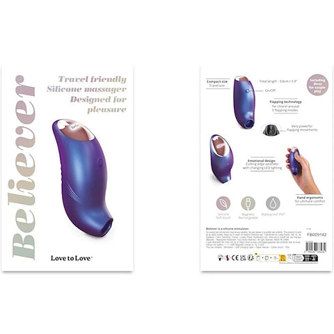 Love To Love Believer - Rechargeable Ergonomic Flapping Pleasure Device - Clit Ticklers and Pulsators