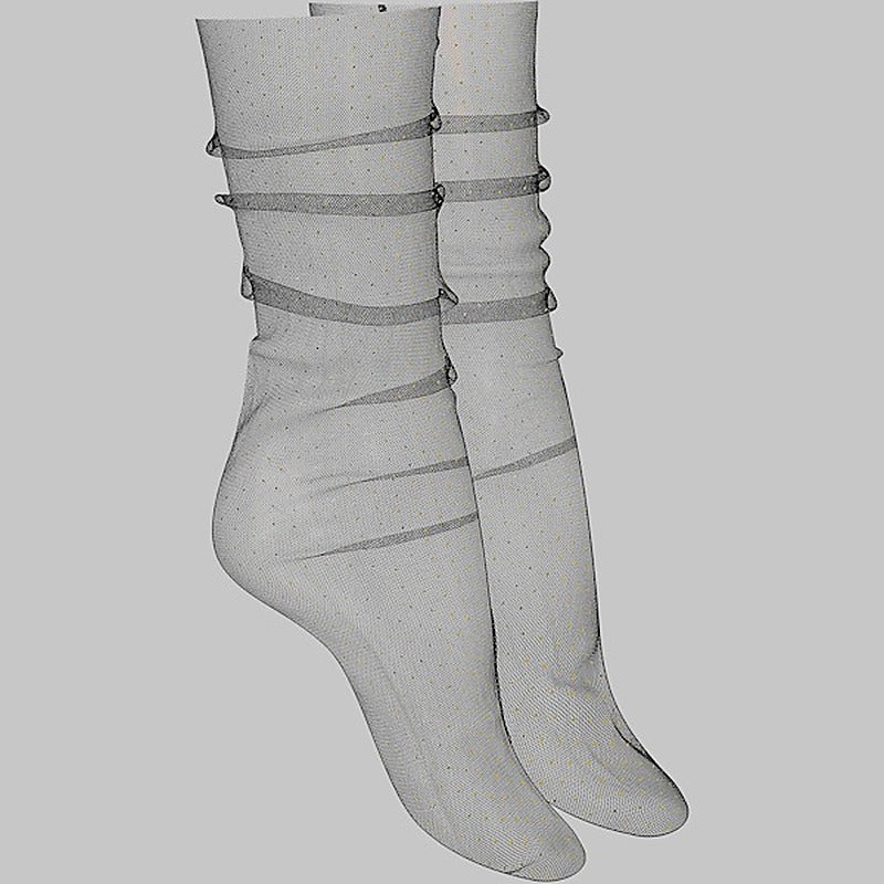 Nylon Floral Patterned Dress-Up Socks By Maison Close - Fancy Dress Ups
