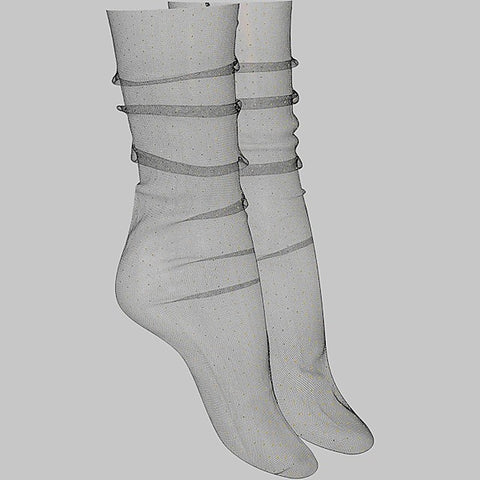 Nylon Floral Patterned Dress-Up Socks By Maison Close - Fancy Dress Ups