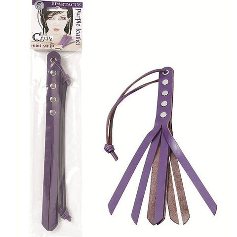 Sultry Seduction - Purple Oil Tan Leather Mini Whip Swatter - Whips And Crops