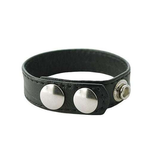 Plain Joe Leather Cock Ring 3 Speed Snap Adjustable - Cock Rings