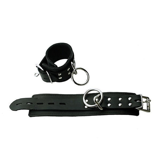 Deluxe Black Leather Wrist Cuffs With Snap Lock - Cuffs and Restraints