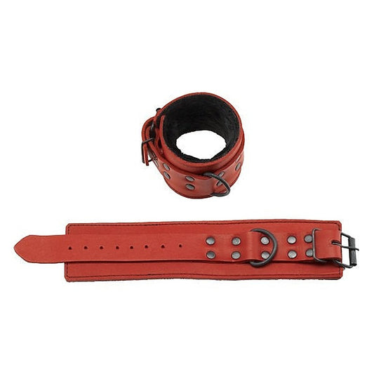Spartacus Redline Faux Leather Bondage Wrist Restraints - Cuffs and Restraints