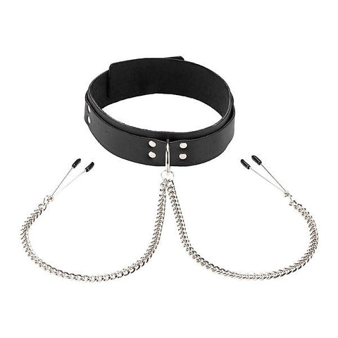 Leather Double Strap O-Ring Collar With Tweezer Clamps - Collars and Leads