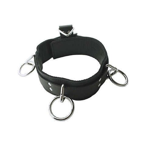 Spartacus Premium Adjustable Leather Collar with Triple O-Rings - Collars and Leads