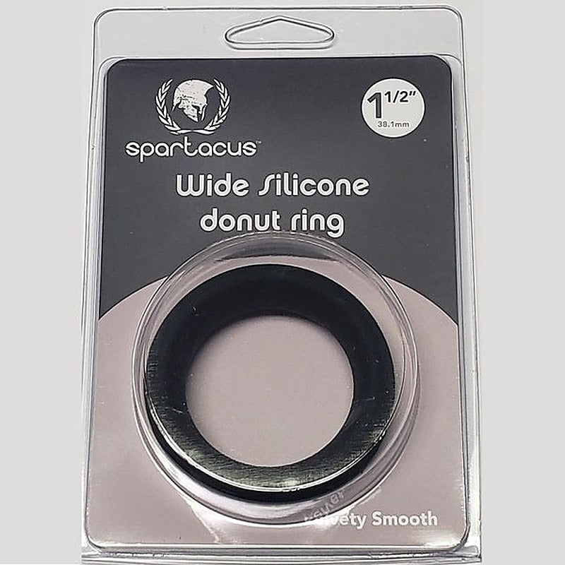 Wide Silicone Donut Cock Ring Black by Spartacus Enterprises - Stretchy Cock Rings