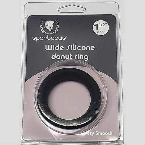 Wide Silicone Donut Cock Ring Black by Spartacus Enterprises - Stretchy Cock Rings
