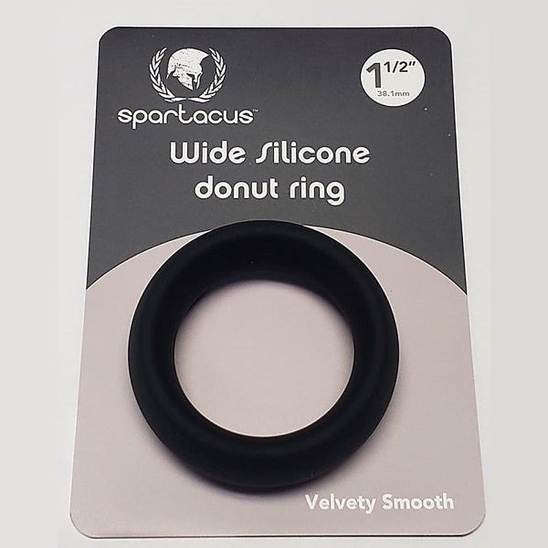 Wide Silicone Donut Cock Ring Black by Spartacus Enterprises - Stretchy Cock Rings