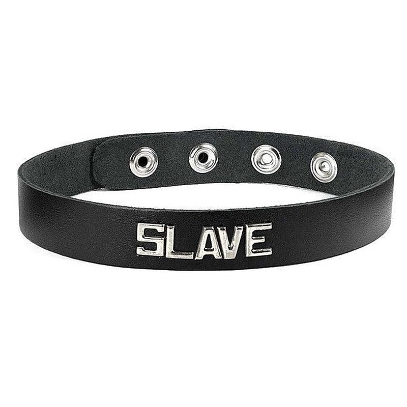 Spartacus Premium Leather BDSM Wordband Collar - Cum Dump - Collars and Leads