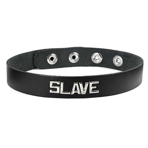 Spartacus Premium Leather BDSM Wordband Collar - Cum Dump - Collars and Leads