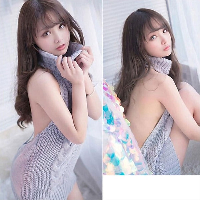 Daring Open Back Turtle Neck Sweater By Starfire Daydream - Her Fetish
