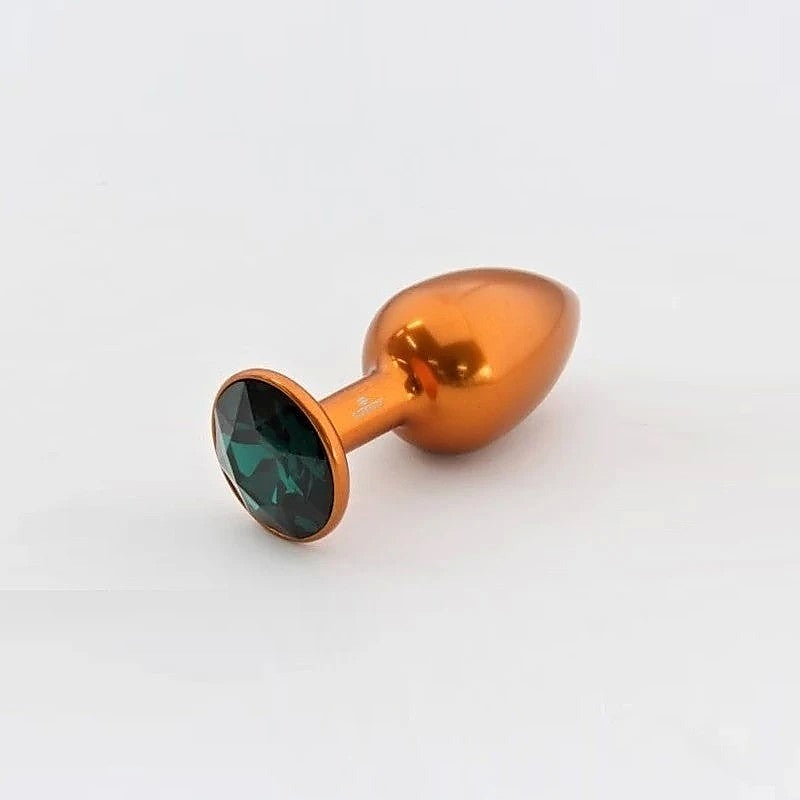 Orange Aluminum Butt Plug With Gem Medium - Butt Plugs
