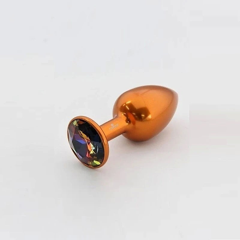 Orange Aluminum Butt Plug With Gem Medium - Butt Plugs