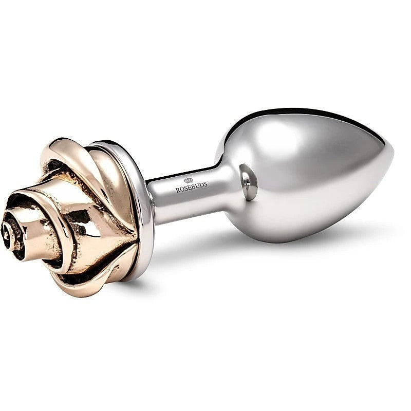 Rosebuds Luxe Anal Plug With Jeweled Rose Tip - Medium - Butt Plugs