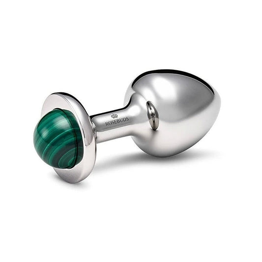 Rosebuds Stainless Steel Anal Plug Small With Malachite Gem - Butt Plugs