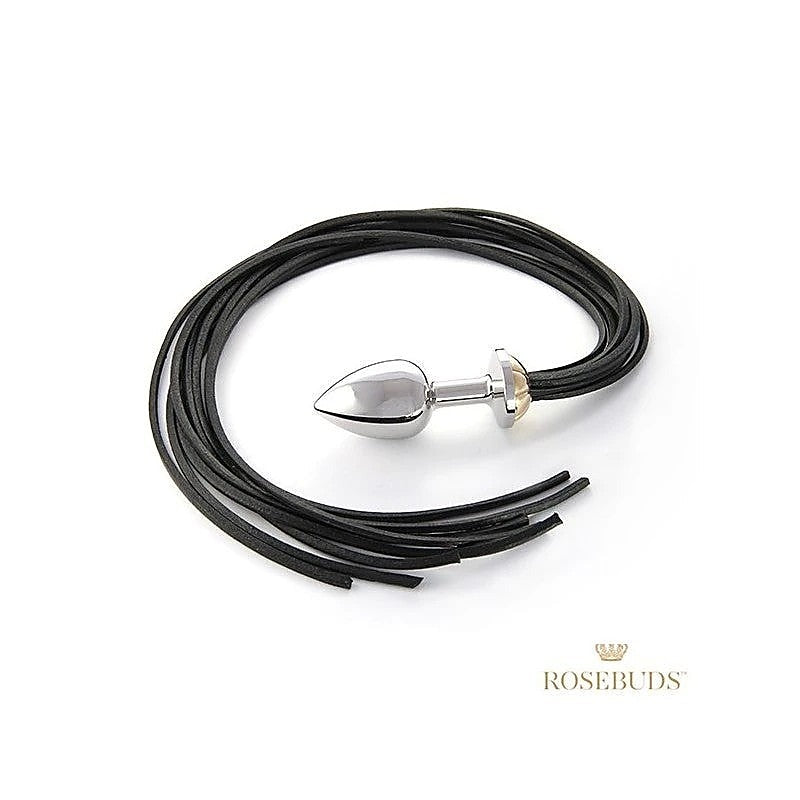 Luxe Black Long Leather Whipbud Xl By Rosebuds Jewelry - Butt Plugs