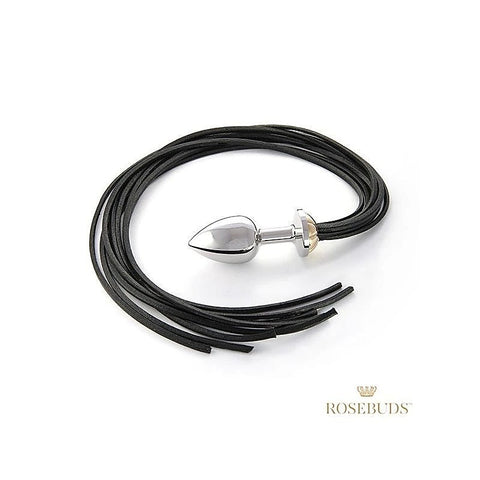 Luxe Black Long Leather Whipbud Xl By Rosebuds Jewelry - Butt Plugs