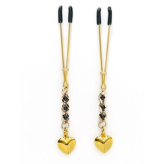 Tweezer Nipple Clamp With Heart Pendant - Nipple and Clit Clamps