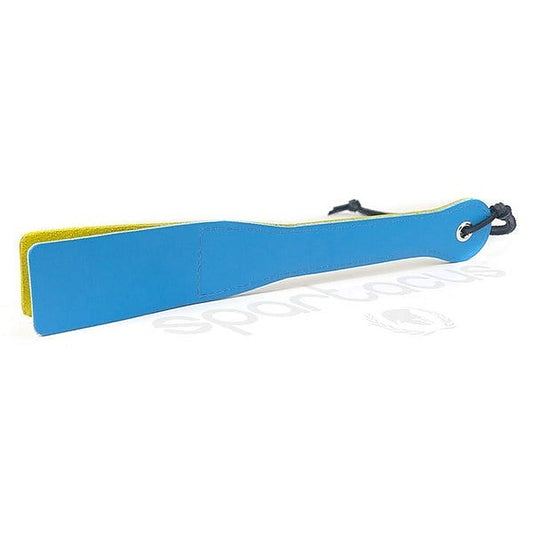 Spartacus Latigo Leather Slapper - Vibrant Blue & Yellow Design - Paddles And Slappers