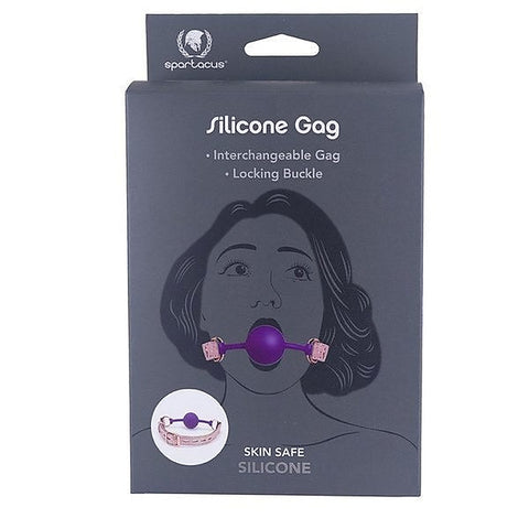 Silicone Purple Ball Gag With Pink Snake Strap - Bondage Gags and Bits