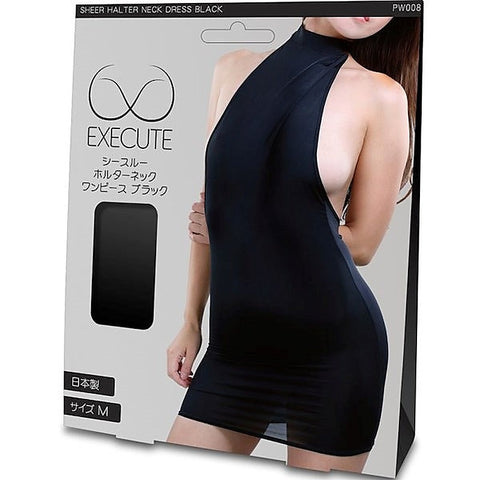 Sheer Sensual Body-Hugging Halterneck Dress - Babydolls and Chemises