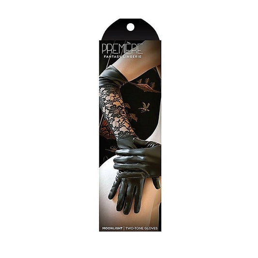 Fantasy Lingerie's Moonlight Lace-Trimmed Leatherette Gloves - Wigs and Gloves