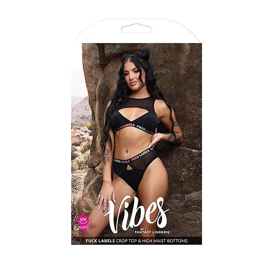 Fuck Labels Crop Top & High Bottoms By Fantasy Lingerie - Bras and Bra Sets