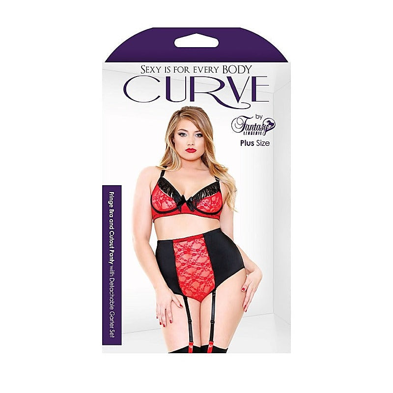 Curve Fringe Bra & Cutout Panty Set By Fantasy Lingerie - Bras and Bra Sets