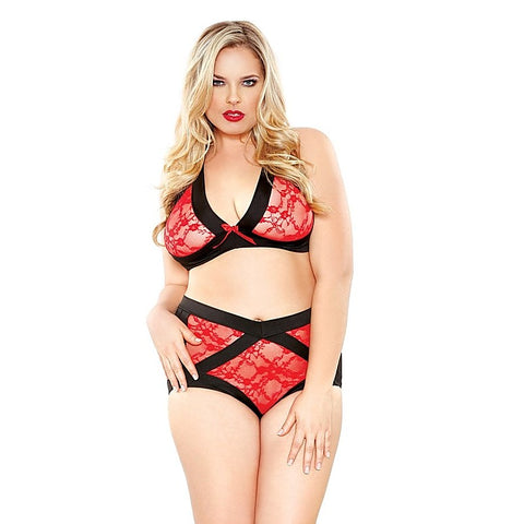Curve Two Tone Lace Peek-A-Boo Cutout By Fantasy Lingerie - Bras and Bra Sets
